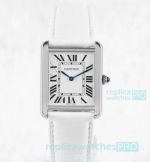 AF Factory Cartier Tank Solo Replica Watch White Dial White Leather Strap